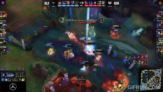 결국 상대 챔피언을 모두 빈사 상태로 만들었고, '쵸비' 정지훈이 정리한다(이미지=LCK 공식 유튜브 발췌).