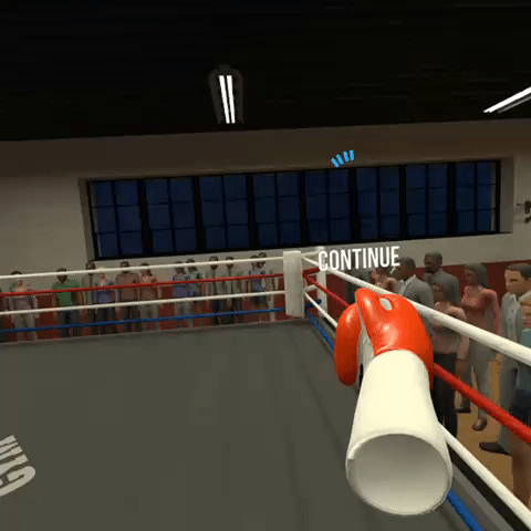 메타퀘스트 3S를 끼고 복싱게임 '더 스릴 오브 더 파이트'를 실행해봤다. 우리 팀 감독 방향으로 고개를 돌리자 감독이 엄지를 들며 응원을 해줬다/사진=황서율 기자chestnut@