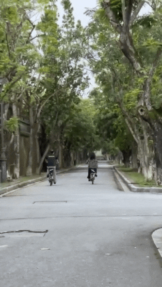 기자와 김태호(왼쪽) 지바이크 베트남 법인장이 지쿠 전기자전거를 타고 후에 황궁을 둘러보고 있다. /후에=장우정 기자