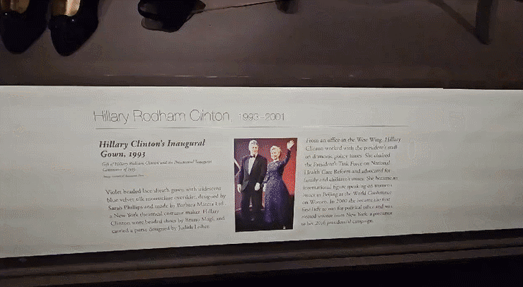 미국 워싱턴 D.C. 국립미국역사박물관에 역대 영부인이 취임식에서 입은 드레스들이 전시돼 있다. 천예선 기자