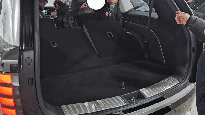 트렁크에 배치된 버튼으로 2,3열 좌석을 조절할 때 1열과 2열 사이 공간에 사람이 있어도 멈추지 않고 작동될 수 있어 주의가 요구된다. 서재근 기자