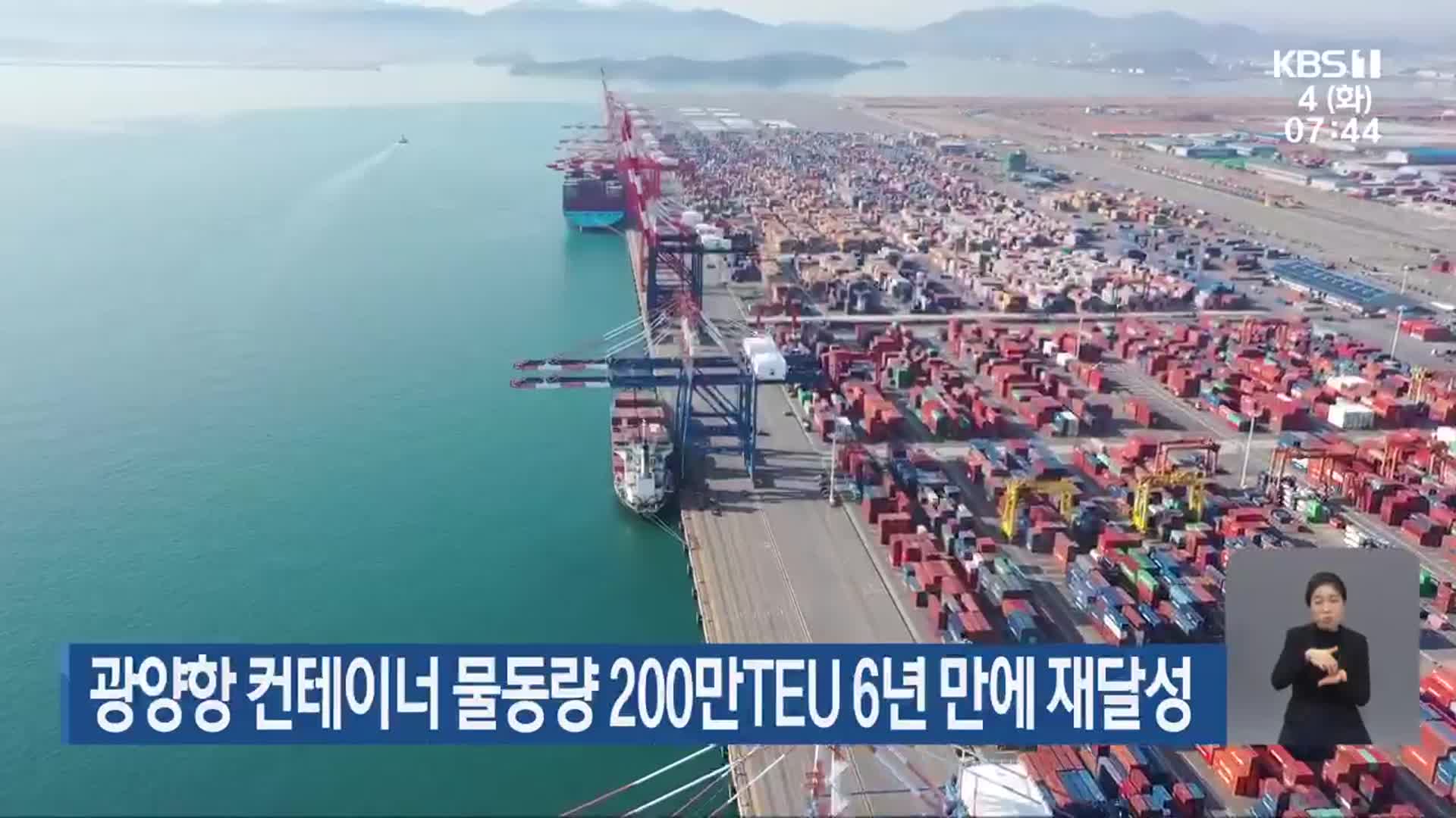광양항 컨테이너 물동량 200만TEU 6년 만에 재달성