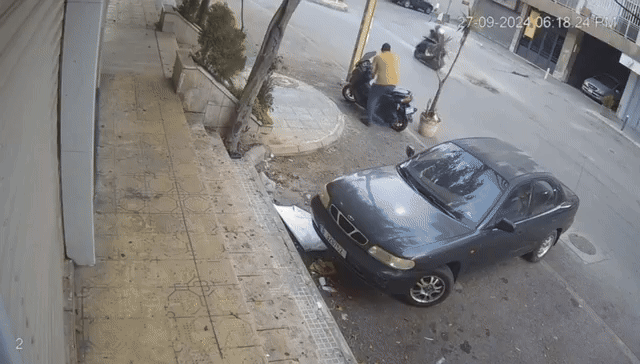 벙커버스터 폭탄이 레바논 남부 다히예에 있는 헤즈볼라 지휘 본부 지하를 뚫고 들어가 폭발하는 장면.  출처=오신트디펜더 엑스