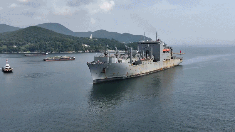 Hanwha Ocean carried out maintenance, repair and overhaul services on the USNS Wally Schirra, owned by the U.S. Navy. [HANWHA OCEAN]