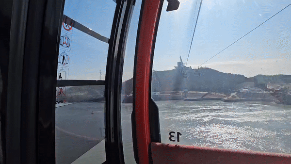 전라남도 해남군 명량해상케이블카에서 내려다본 울돌목. /영상 = 오진영 기자