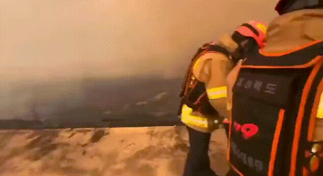 의성 산불이 발생한지 닷새째인 26일, 산불 인근 현장을 찍은 것으로 추정되는 영상. /온라인 커뮤니티 캡처