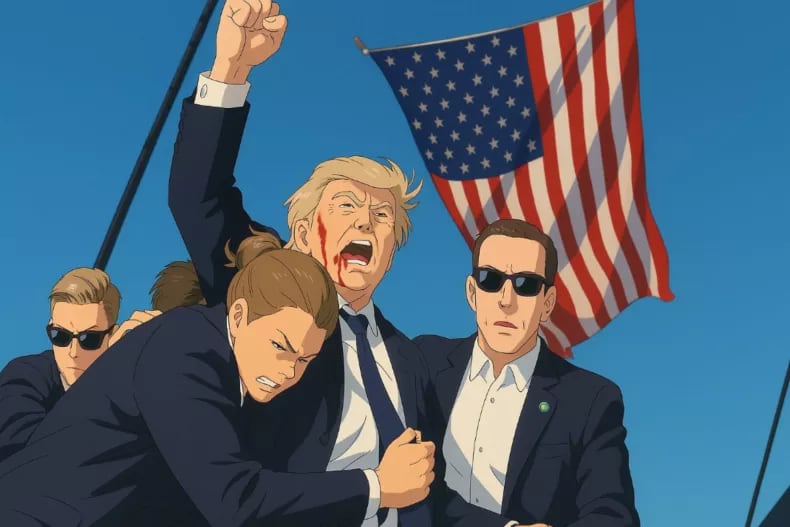 오픈AI의 '챗GPT-4o 이미지 생성'(ChatGPT-4o Image Generation) 모델로 '스튜디오 지브리'의 스타일을 모방해 제작한 도널드 트럼프 미국 대통령 이미지. /레딧 캡처