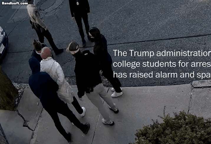 터프츠대 박사과정에 있는 뤼메이사 외즈튀르크가 지난 25일(현지시간) 오후 미 길거리 한복판에서 미 국토안보부(HS) 소속 요원들에게 체포되는 모습. 영상을 보면 후드와 복면을 걸친 DHS 요원 6명이 외즈튀르크에게 수갑을 채운 뒤 이송하고 있다.  [SNS 캡처]