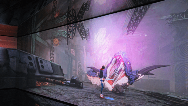 8일 서울 구로구 G타워 3층에 위치한 '넷마블 게임박물관' 입구에서 '나 혼자만 레벨업'의 주인공 성진우가 관람객을 맞이하고 있다. 영상=박수빈 기자