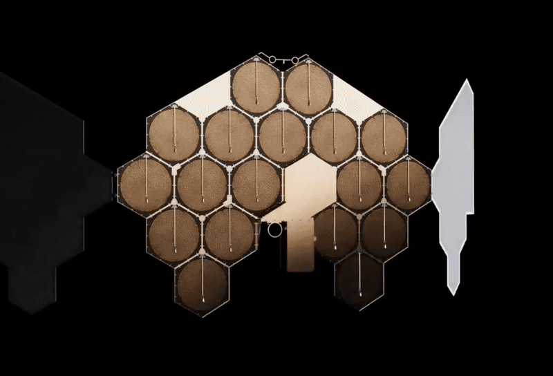미국 기업 스핀론치가 구상하는 광대역 통신위성 체계 모습. 빈대떡처럼 납작한 위성 250기를 적재한 뒤 지구 궤도에서 방출할 예정이다. 스핀론치 제공