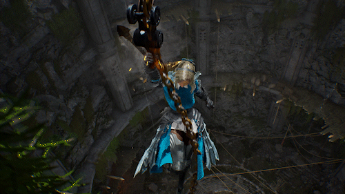 - 사슬 집라인을 사용하는 델리아