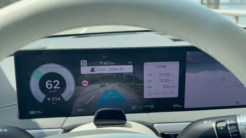 제네시스 GV60에 적용된 운전 보조 기능./영상=백유진 기자 byj@