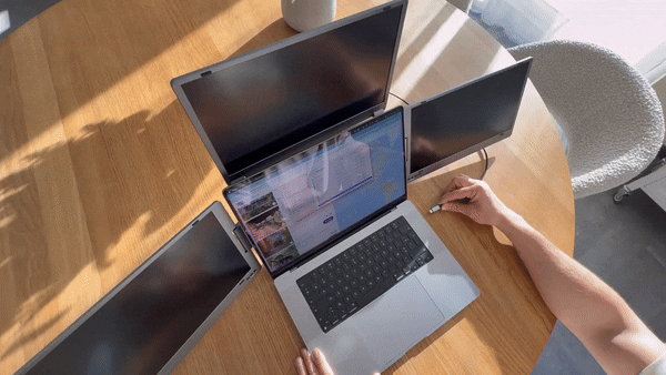 USB-C 케이블 하나로 3개의 디스플레이를 추가할 수 있는 제품이 나왔다. (영상=아우라 디스플레이 유튜브)