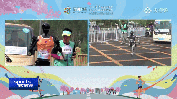 휴머노이드 로봇들이 마라톤 경기에서 달리는 모습 (영상=중국 CGTN 유튜브)
