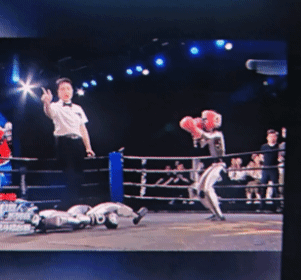 지난 25일 중국 항저우에서 ‘휴머노이드 로봇 격투 대회’가 열리고 있다. (영상=바이두 화면 갈무리)