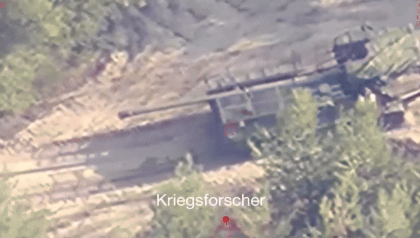 우크라이나 정찰 드론이 포착한 북한제 170㎜ M1989 곡산 자주포. 텔레그램