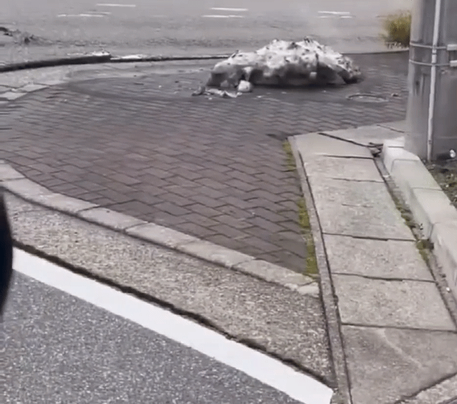 지난해 일본 이시카와현 노토반도 지역에서 수십 차례 지진이 발생한 가운데, 당시 지진으로 인해 뒤틀린 보도블록 모습이 담긴 영상/출처=온라인커뮤니티