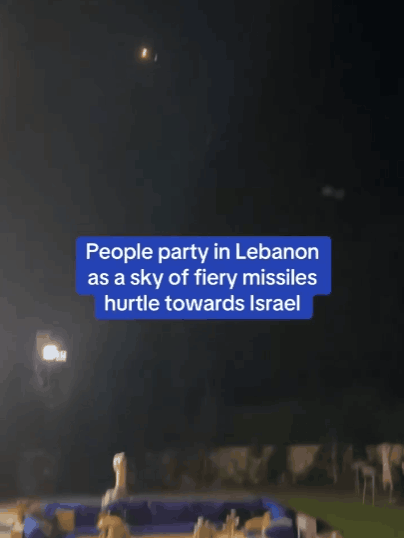 이스라엘을 향하는 이란의 미사일을 배경으로 파티를 이어가는 레바논 시민들의 영상이 소셜미디어를 통해 퍼지며 논란을 불러일으켰다. (사진=X, 옛 트위터)