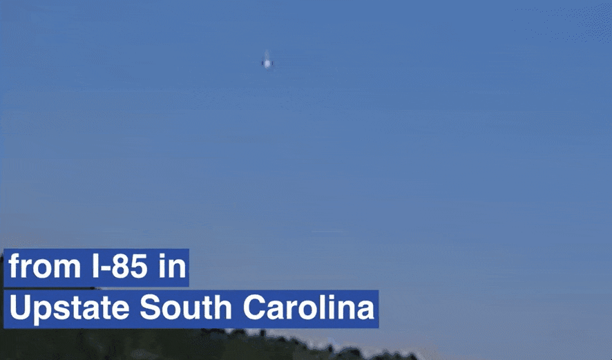 26일(현지시간) 미국 사우스캐롤라이나, 조지아, 테네시 상공에서 발견된 미스터리한 불덩어리. 엑스 영상 캡처