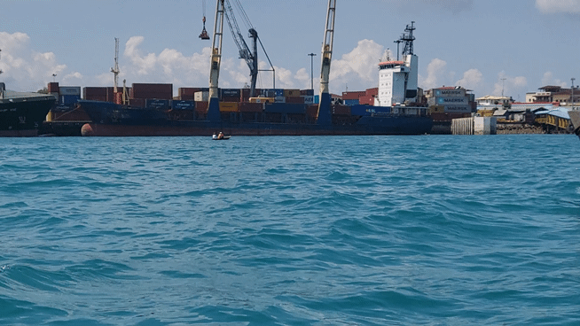 [사진=박현주 기자]잔지바르에서 프리즌 섬 가는 뱃길. 멀리서 보기와 달리 파도가 거세다. 2025.07.13. hyun@newsis.com  *재판매 및 DB 금지