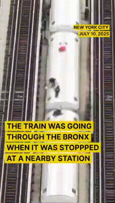 뉴욕경찰이 지난 10일(현지시간) '지하철 서핑'을 즐기는 청소년 4명을 체포했다. (사진 소셜미디어 엑스 사용자 @CRMNLLYObsessed 영상 캡쳐)