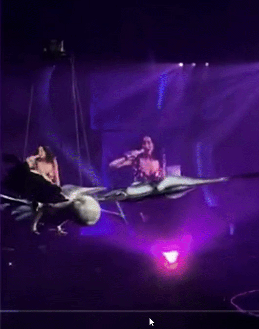 [뉴시스] 케이티 페리가 공연 중 공중 퍼포먼스를 하는 모습. (영상=) 2025.7.21 *재판매 및 DB 금지