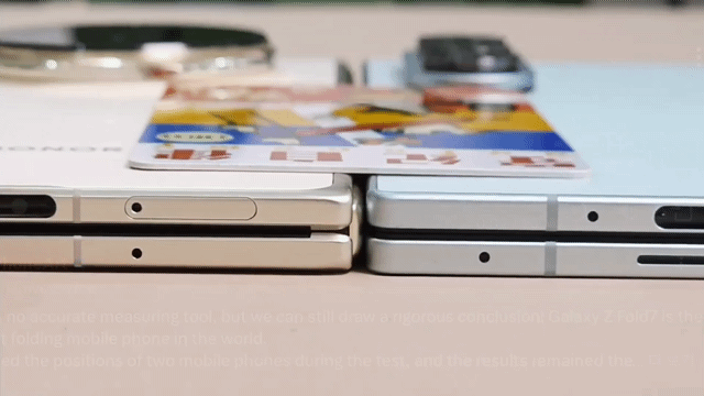 IT 팁스터(정보유출자) 아이스유니버스가 지난 16일 자신의 엑스(X·옛 트위터) 계정을 통해 공개한 갤럭시Z폴드7(오른쪽)과 매직 V5를 비교한 영상. 영상=아이스유니버스 엑스 계정 갈무리