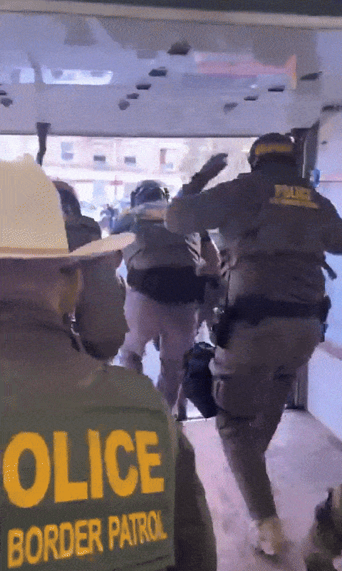 지난 6일(현지시간) 미국 국토안보부 산하 국경순찰대가 불법 이민자 단속을 위해 로스앤젤레스(LA) 시내의 한 소매 체인업체 매장을 급습하는 '트로이 목마' 작전을 펼쳤다. 사진=엑스 캡처