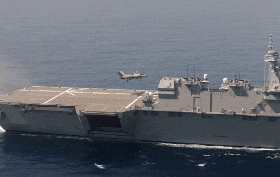 JS 가가 갑판에 착륙하는 영국 F-35B 영상의 일부. USNI 영상 캡처