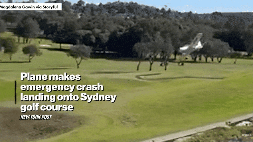 현지시간으로 17일 오후 2시쯤 호주 시드니의 한 골프장으로 비행기가 추락하는 사고가 발생했다. 엑스 영상 캡처