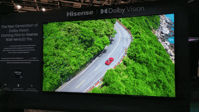 하이센스가 독일 베를린에서 열린 IFA 2025에서 전시한 RGB 미니 LED TV. 베를린=김현일 기자
