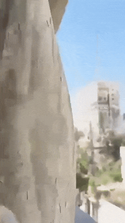 6일 이스라엘 카츠 이스라엘 국방장관은 가자시티의 15층 고층 건물인 수시타워로 추정되는 건물이 이스라엘군의 공습으로 파괴되는 모습을 엑스에 게시했다. 엑스 갈무리