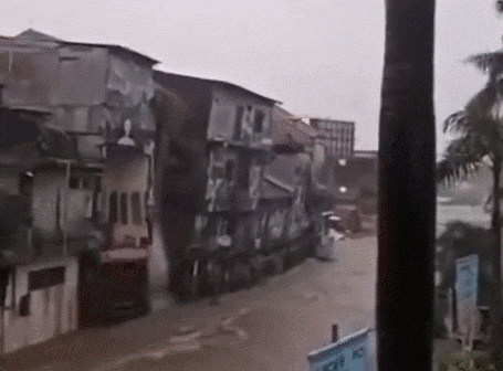 발리섬 홍수로 건물이 무너지는 모습. /X(옛 트위터)