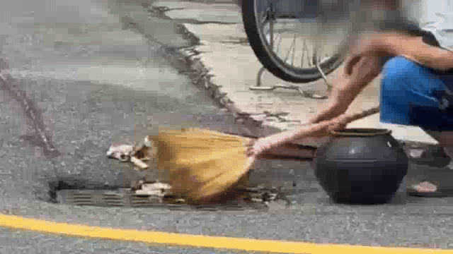 영상은 하수구에 담배꽁초를 버리는 노인의 모습. /영상=보배드림 캡처