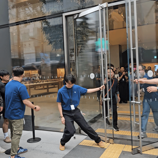 아이폰17이 한국에서 정식 출시된 19일 서울 중구 애플스토어 명동. 개점 시간인 오전 8시가 되자 1호 고객부터 매장에 입장하고 있다.사진=허진 기자