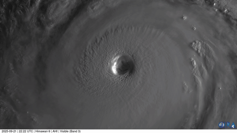 지난 22일 일본 기상위성 히마와리 9호에서 촬영한 수퍼 태풍 '라가사'의 모습./사진=콜로라도 주립 대학 대기 협력 연구소, 일본 기상청, 일본 우주항공연구개발기구