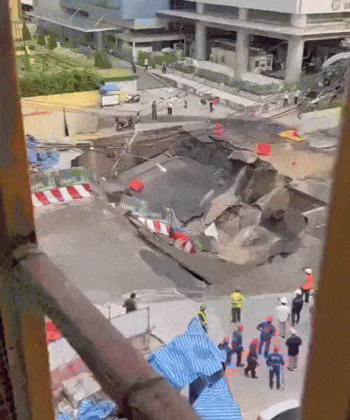 24일 태국 방콕에서 발생한 싱크홀. 사진=엑스 캡처