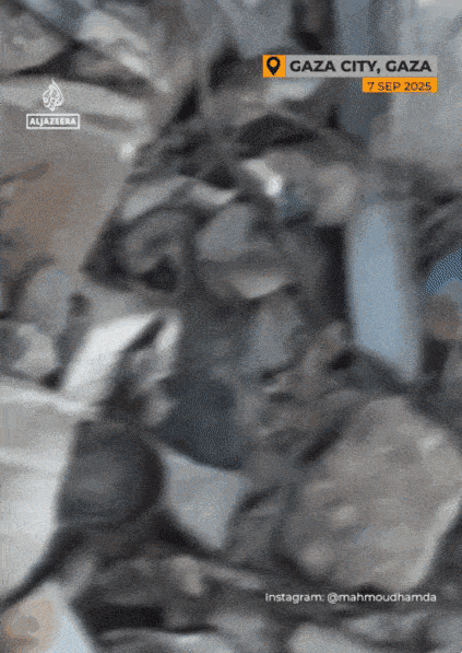 2025년 9월 8일(현지시간) 이스라엘군이 팔레스타인 가자지구 북부 가자시티의 고층 건물을 폭격하는 모습. 알자지라 방송 캡처