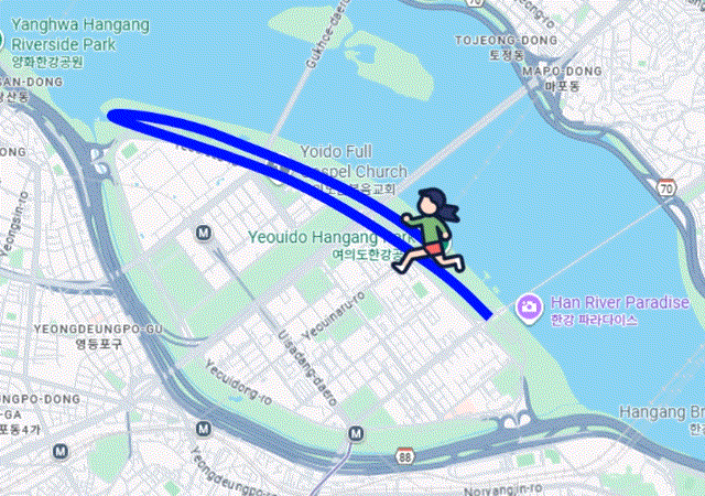 Yeouido Hangang Park route (Yu Soo-in/The Korea Herald)