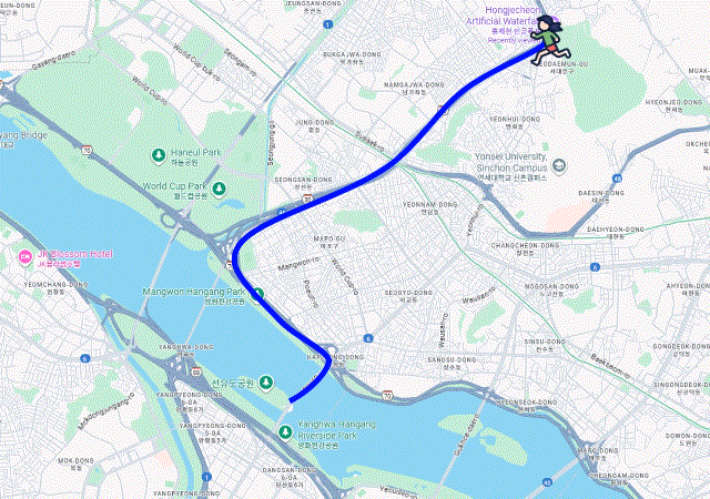 Mangwon Hangang Park route (Yu Soo-in/The Korea Herald)