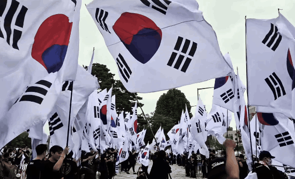 103명의 청년 태극기 기수들이 현충원에서 광화문까지 행진했다. 영상=스레드