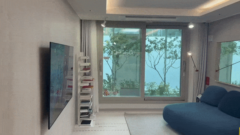 힐스테이트 이수역센트럴 견본주택 49㎡A 타입 유닛 거실의 모습. 정주원 기자