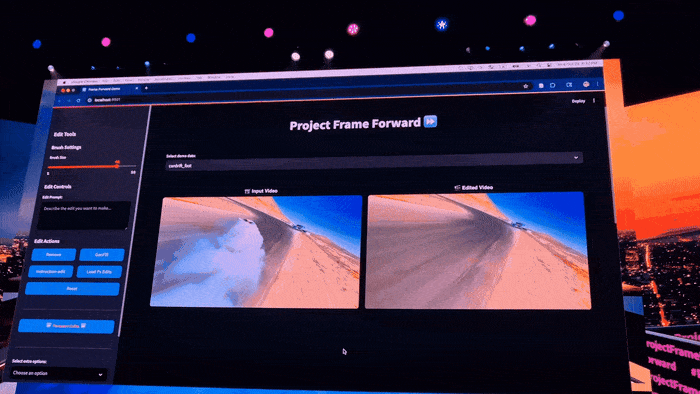 어도비의 ‘프로젝트 프레임 포워드’ 시연 영상. <촬영=고민서 기자>