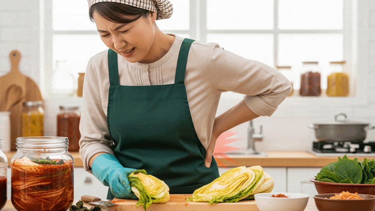 김장할 때 잘못된 자세는 허리 통증을 유발한다｜출처: Gemini