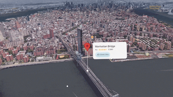 갤럭시 XR을 활용해 뉴욕의 식당을 찾아가는 모습. /사진=삼성전자