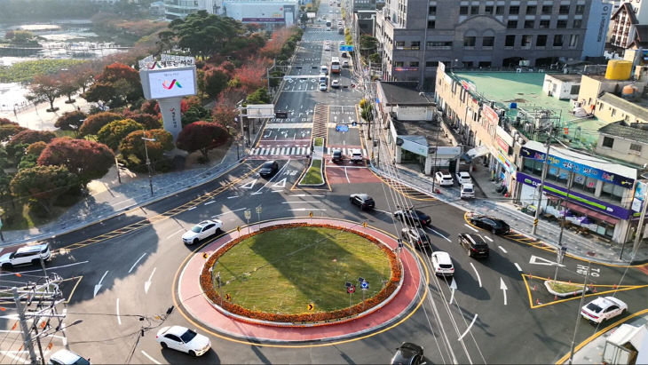 서산시 중앙호수공원 사거리 회전교차로, 차량 정체 해소 효과 '탁월'