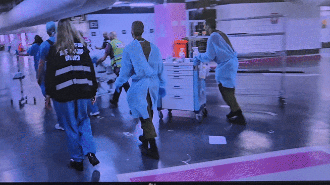 주차장이 비상병원으로 사용되고 있는 모습 [람밤병원 제공]