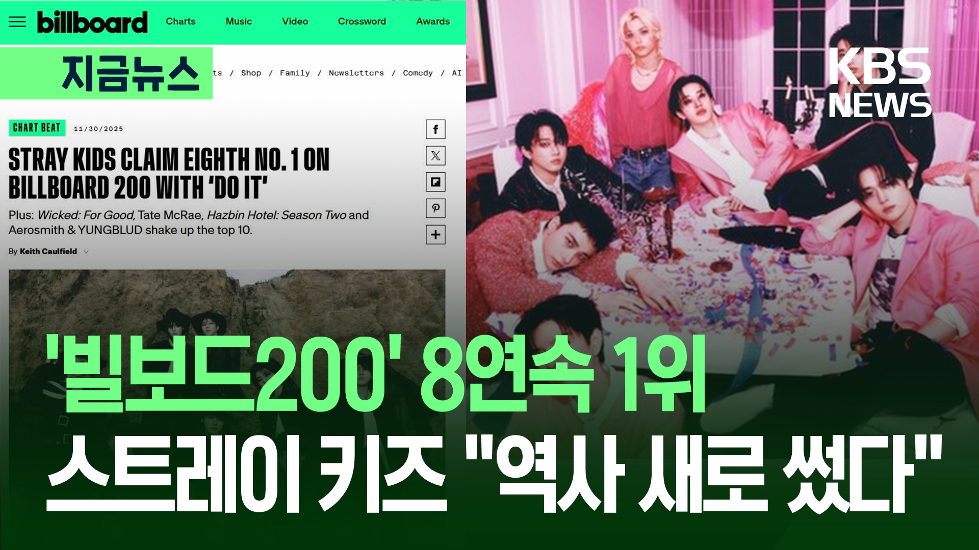 스트레이 키즈 ‘빌보드 200’ 8연속 1위…“역사상 최초” [지금뉴스]
