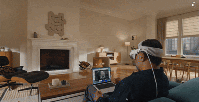 애플 신형 '비전 프로'와 연결된 맥(Mac) 가상 디스플레이 화면. [사진=애플 공식 홈페이지 캡처]