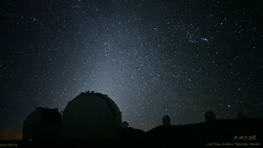 하와이 마우나케아에 있는 수바루망원경이 포착한 2021년 페르세우스 유성우(매년 8월 볼 수 있는 별똥별). [사진=마우나케아 수바루망원경]